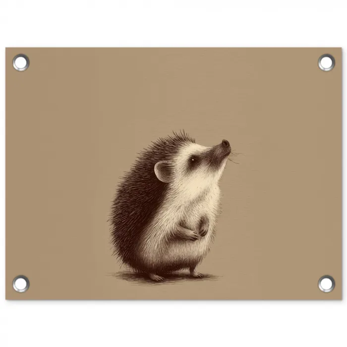 Egel - Snuitje - Bruin - Stekels tuinposter los doek klein -3d