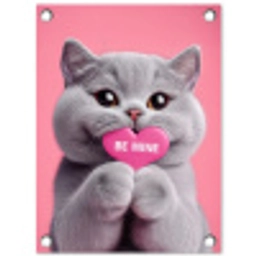 Kat - Valentijn - Roze - Liefde tuinposter los doek klein -3d