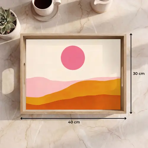 Zon - Heuvels - Abstract - Roze Dienblad Rechthoek middel -USP_Formaat