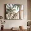 Gebouw - Palmbomen - Beige - Zon Textielframe zwart klein -sfeer3