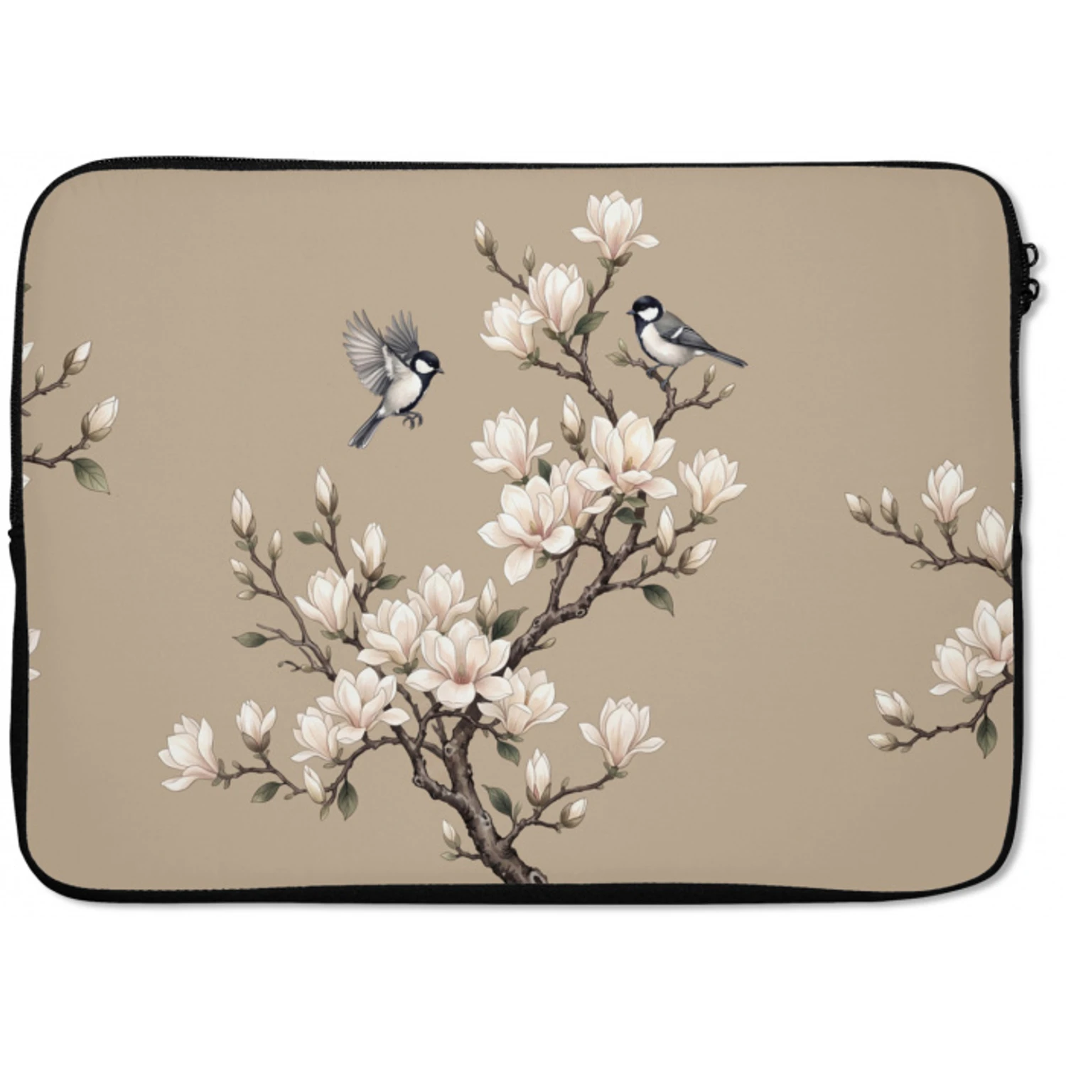 Oosters - Vogels - Beige laptophoes neopreen klein -zkaufland3dotto