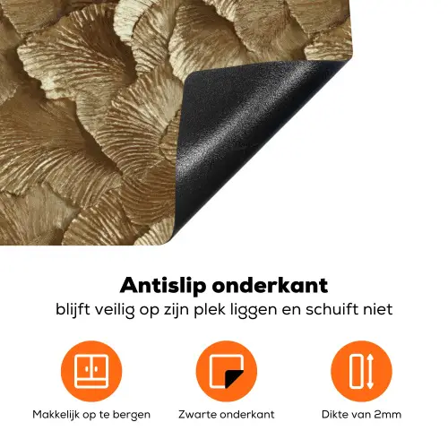 Organisch - Patroon - Bladeren - Goud Inductie beschermer vinyl 3mm klein 276 -zzzzzzz-td-onderkant