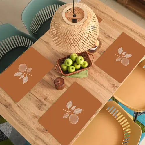 Sinaasappel - Getekend - Bladeren - Bruin Placemat vinyl groot -zzsfeer5_Kitchenyeah-website