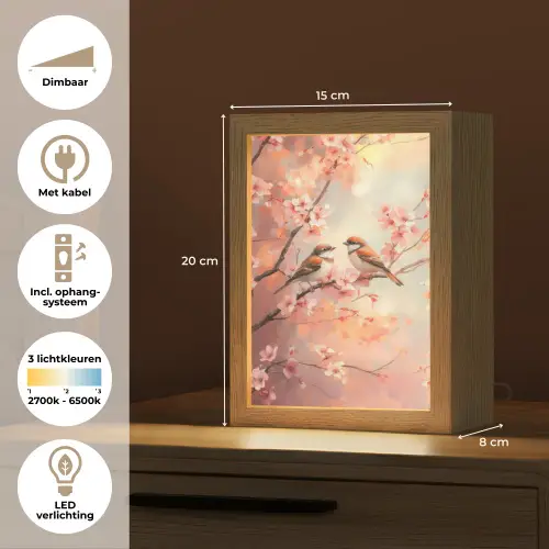 Vogels - Romantic - Bloesemtak Light Box met kabel (Tafellamp) klein -USP_NL