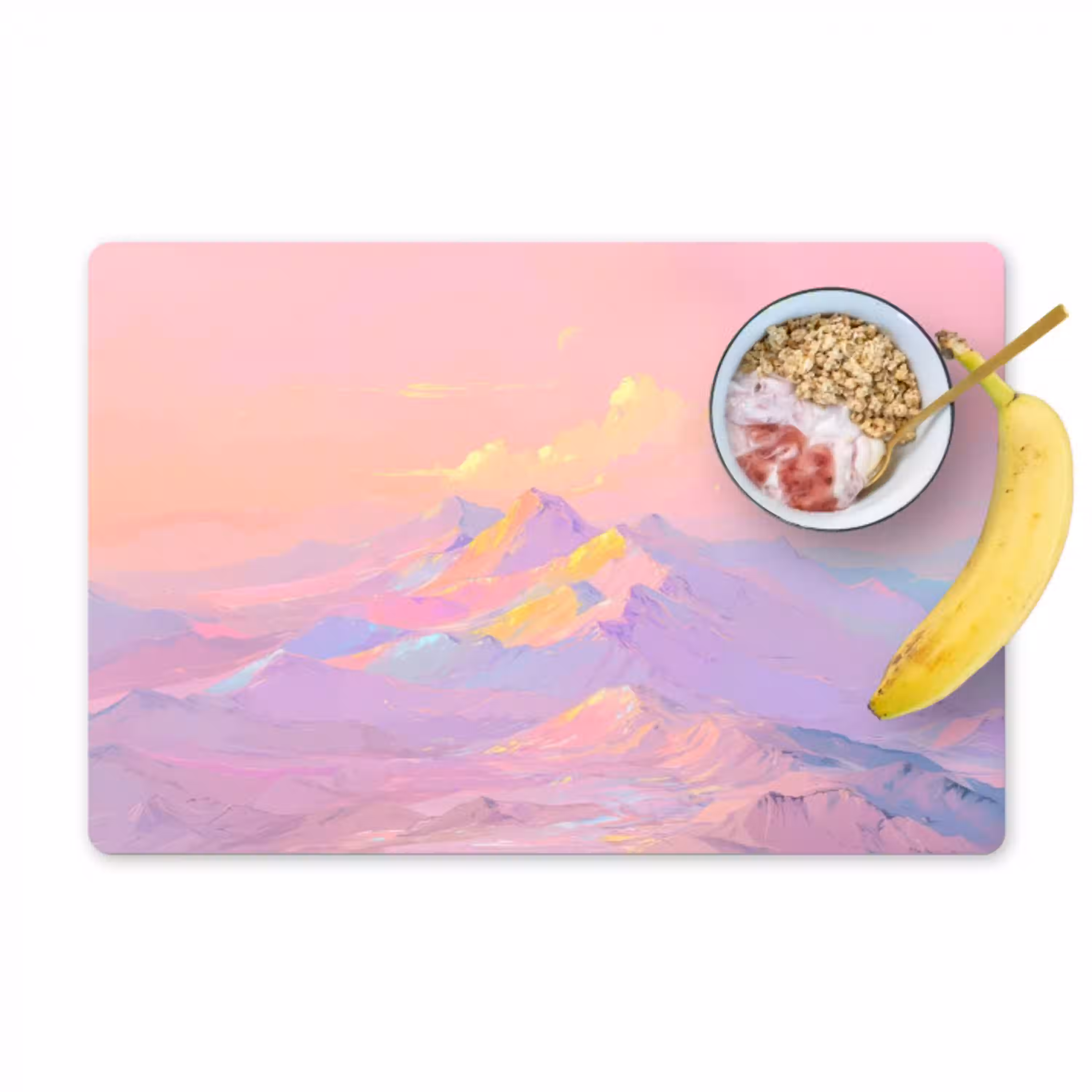Bergtoppen - Wolken - Dromerig Placemat vinyl groot -zzzproduct_Kitchenyeah-website