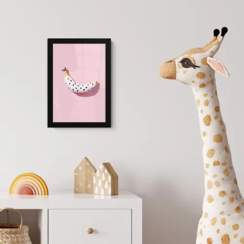 Banaan - Stippen - roze fotolijst zwart zonder passe partout klein -usfeer4_kinderkamer
