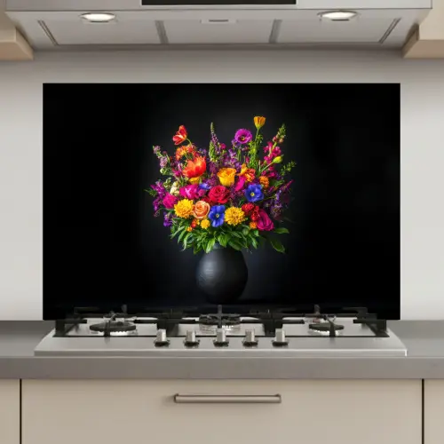 Felgekleurd - Bloemen - Vaas keuken achterwand spatscherm klein -3d_website