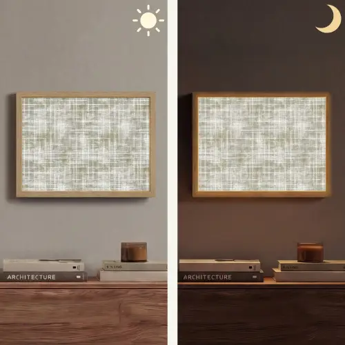 Linnen - Patroon - Groen Light Box met batterij (Wandlamp) middel 907 -sfeer3