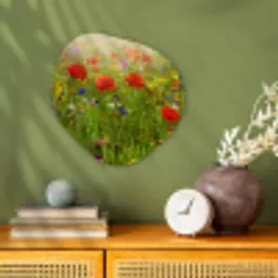 Lente - Bloemen - Rood - Klaproos - Gras - Groen Wandcirkel Organisch Forex 3mm klein -sfeer2