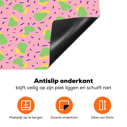 Roze - Streepjes - Groen - Peer Inductie beschermer vinyl 3mm klein 276 -zzzzzzz-td-onderkant