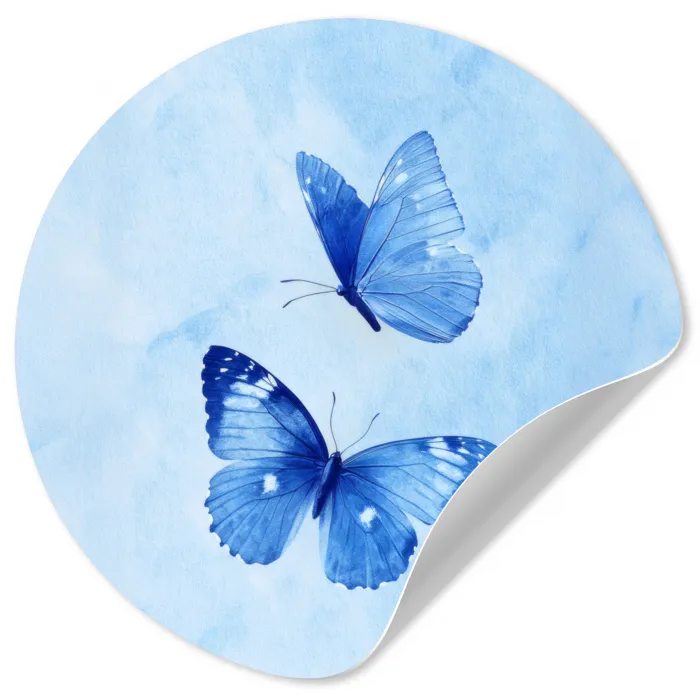 Vlinders - Sierlijk - Blauw Wandcirkel behangsticker klein -3d