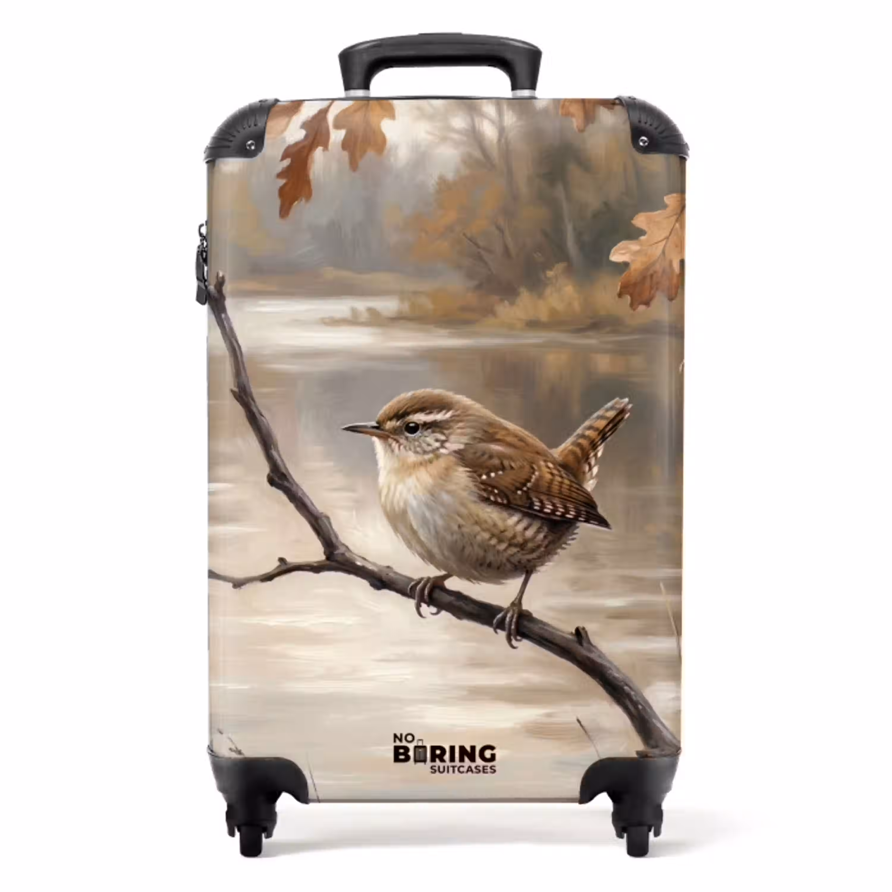 Winterkoninkje - Tak - Rivier - Natuur - Sfeervol NBS - Handbagage koffer - Volwassenen Unisex middel -productfoto_recht