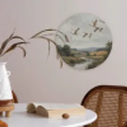Eenden - Rivier - Landschap - Vlucht - Nostalgisch Akoestische PET Vilt - Rond klein -sfeer3