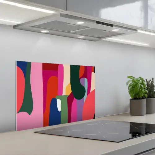 Kleurvakken - Recht - Rond - Abstract keuken achterwand spatscherm klein -3d_schuin
