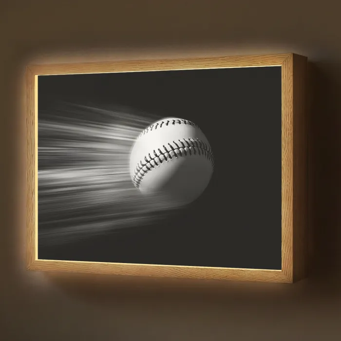 Honkbal - Wit - Vliegt Light Box met batterij (Wandlamp) middel -z3d_website