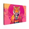 Tijger - Kimono - Planten - Roze Tuinposter op houten frame 2 cm dik klein -3d