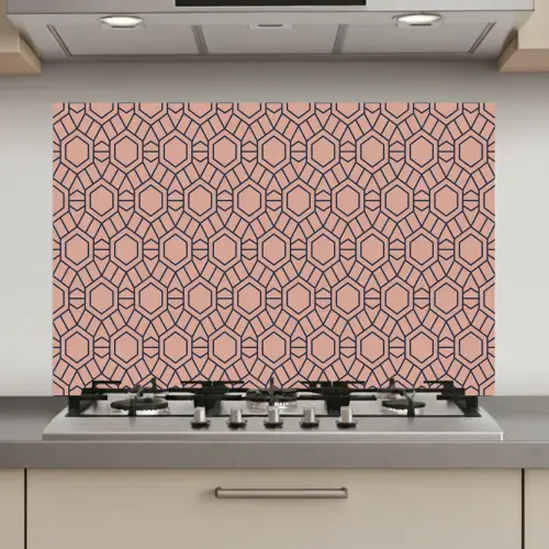 Strak - Patroon - Roze - Donkerblauw keuken achterwand spatscherm klein 900 -3d_website