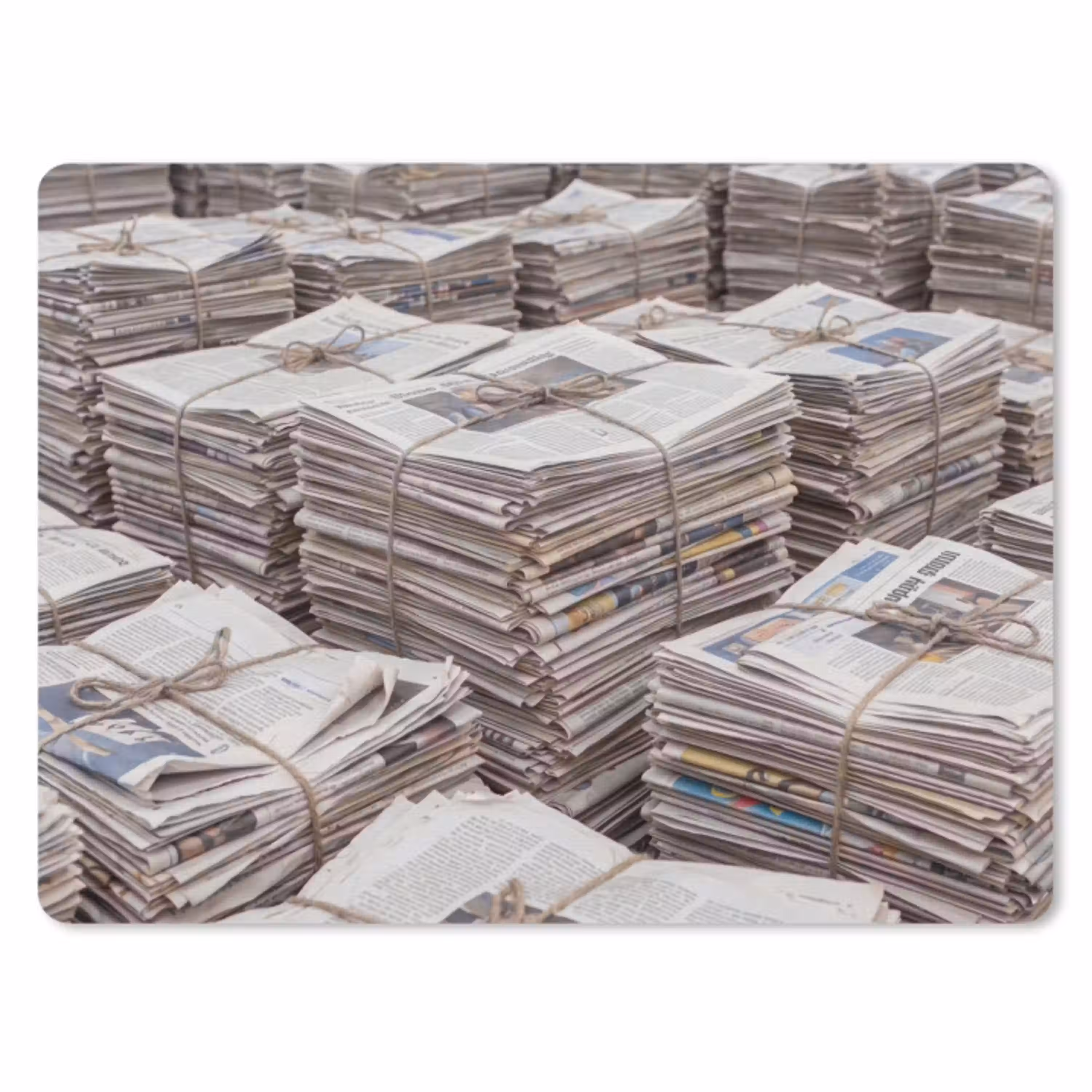 Kranten - Stapels - Touw - Informatie - Vintage muismat rubber klein -3d