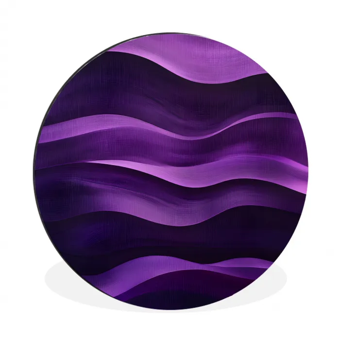 Golven - Abstract - Paars Wandcirkel aluminium klein -3d