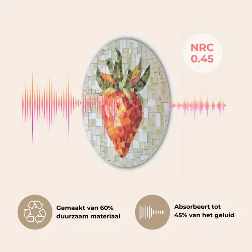 Aardbei - Rood - Mozaïek - Fruit Akoestische PET Vilt - Rond klein -USP_NL