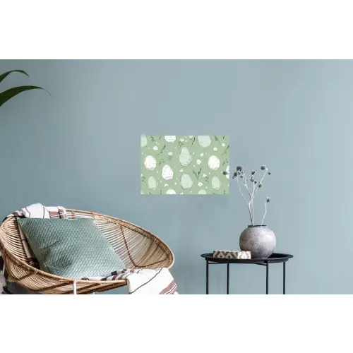 Groen - Eieren - Patroon Muursticker klein -plant