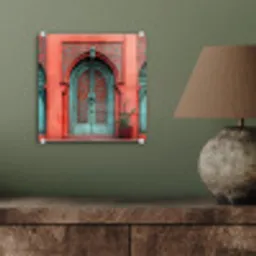 Lantaarn - Deur - Turquoise plexiglas 5mm klein -sfeer3