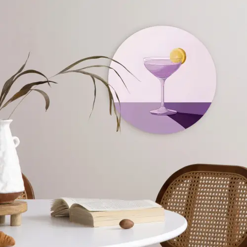 Cocktail - Paars - Minimalistisch - Citroen Wandcirkel plexiglas klein -sfeer4