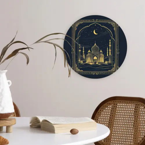 Moskee - Islam - Goud - Ramadan - Islamitische Wandcirkel kunststof plaat 5mm dik klein -sfeer4