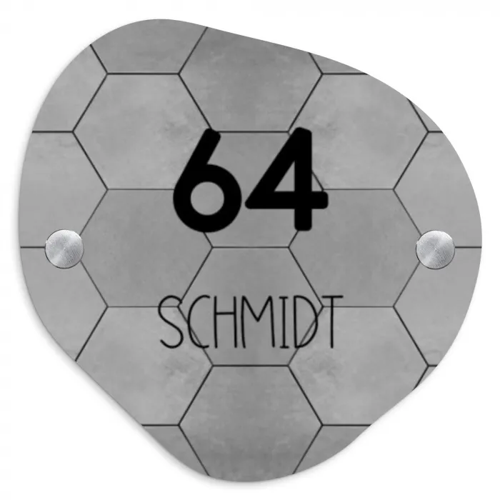 Grijze tegels - Modern Naambord Organisch middel -3d