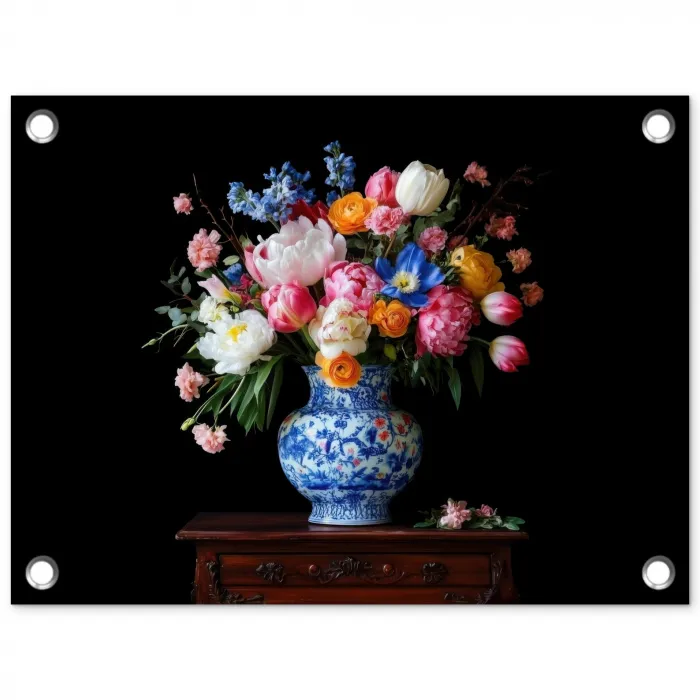 Rozen - Bloemen - Vaas - Boeket tuinposter los doek klein -3d