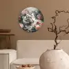 Tijger - Wilde dieren - Bloemen - Jungle Wandcirkel kunststof plaat 5mm dik klein -sfeer1