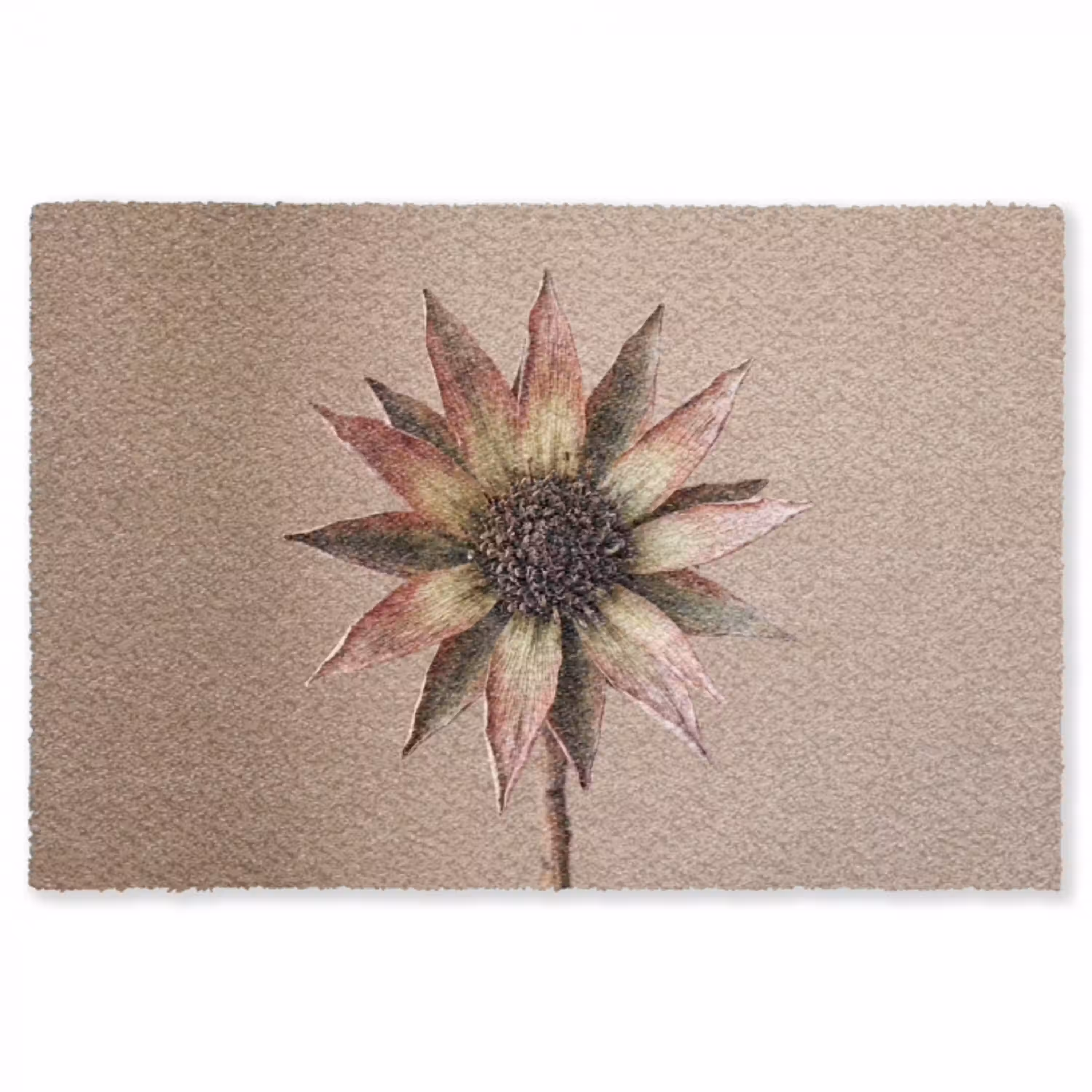 Droogbloem - Protea - Vintage - Beige - Rustiek Vloerkleed Rechthoek klein -3d