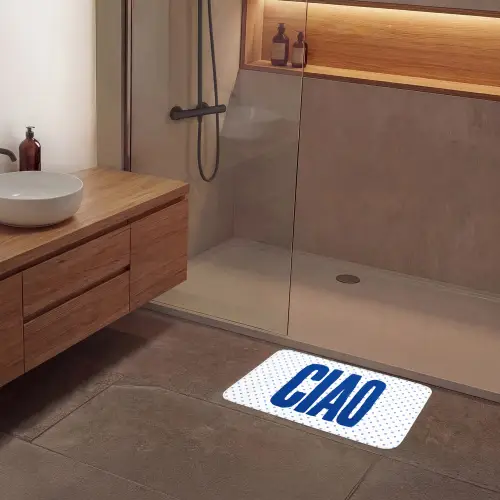 Ciao - Blauw - Stippen Badmat klein -sfeer2
