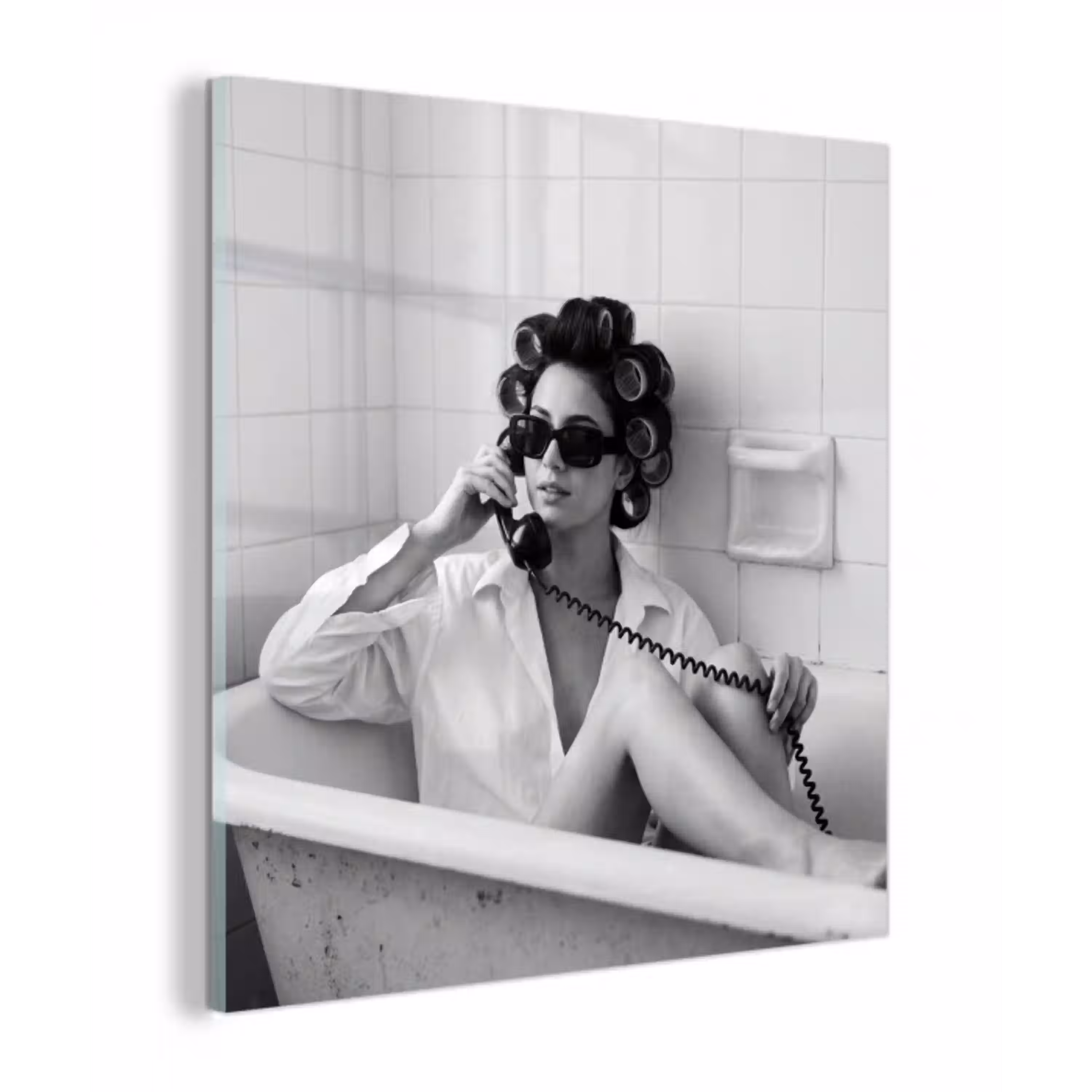 Bad - Vrouw - Zwart - Wit plexiglas 5mm klein -z3d