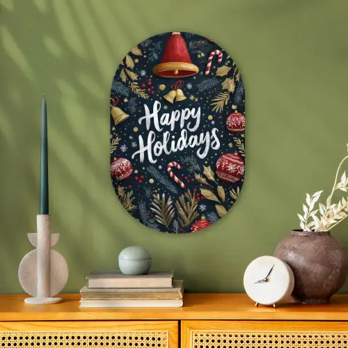 Feestelijk - Kerstgroet - Kleurrijk Wandcirkel Ovaal Forex klein -sfeer2