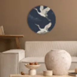 Kraanvogels - Nachthemel - Blauw Akoestische PET Vilt - Rond klein -sfeer1