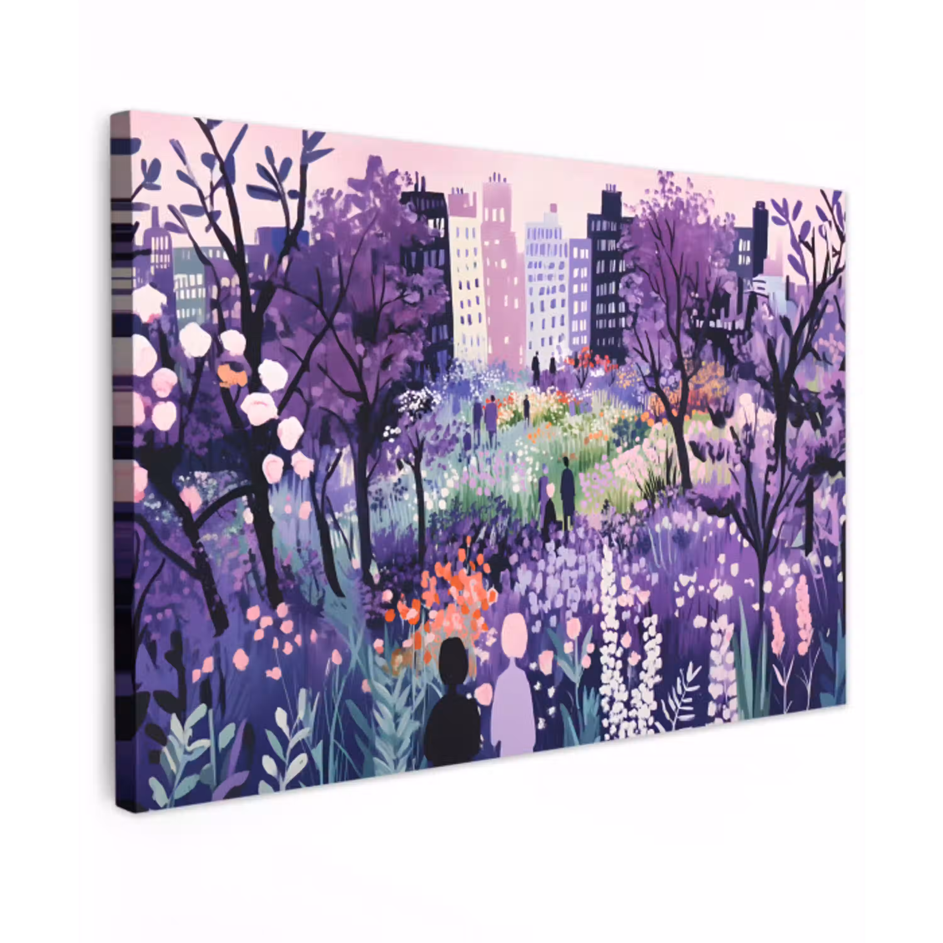 Park - Bomen - Bloemen - Gebouwen canvas 2cm klein -z3d