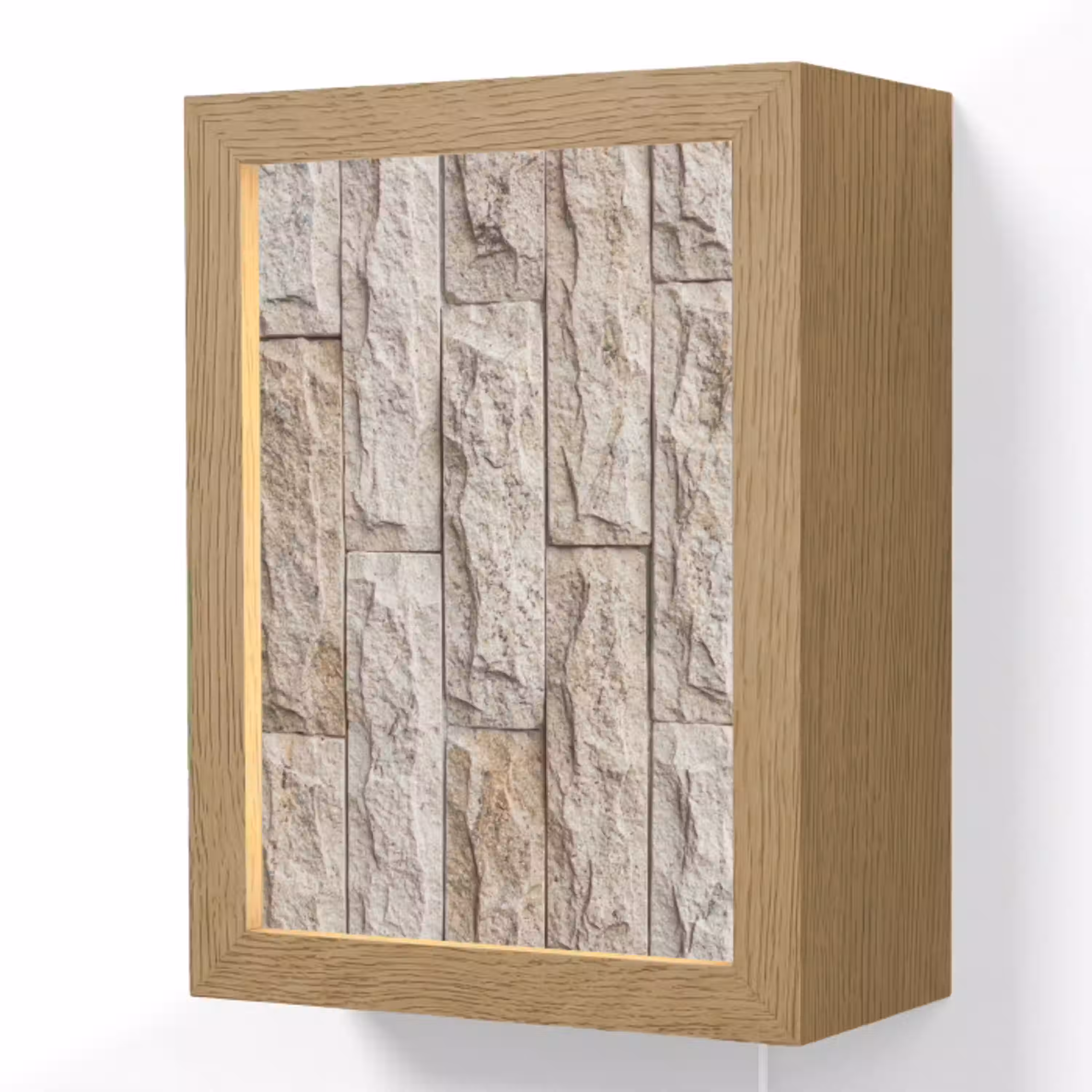 Muur - Steen - Ruw - Beige - Textuur Light Box met kabel (Wandlamp) klein -3d