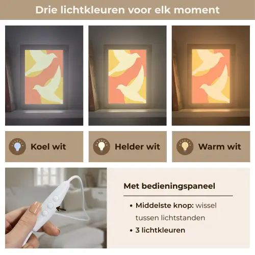 Vogels - Cirkels - Geel Light Box met kabel (Tafellamp) klein -USP_lichtkleurNL