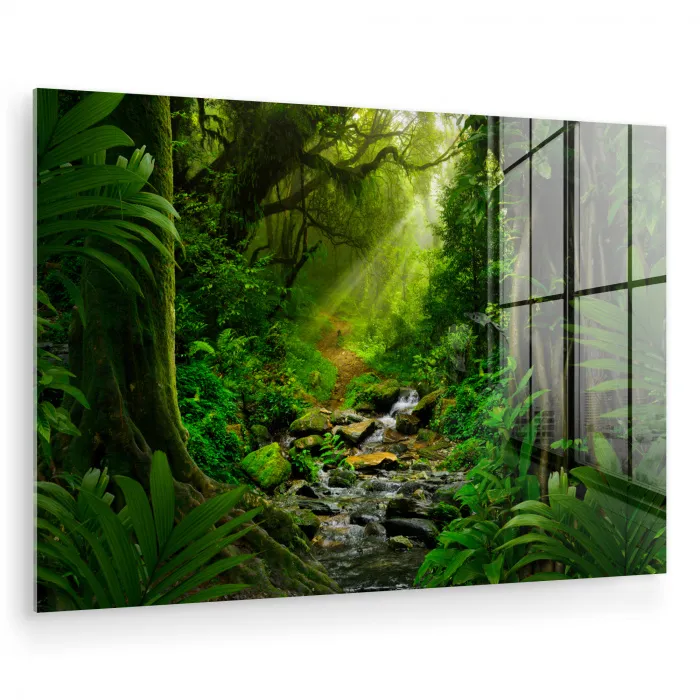 Jungle - Water - Bladeren - Zon - Natuur plexiglas 5mm klein -zzzproduct_nieuw