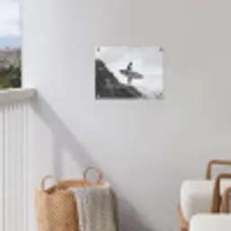 Surfer - Rots - Oceaan - Golven tuinposter los doek klein -sfeer8