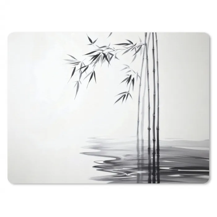 Bamboestammen - Water - Minimalistisch - Wit muismat rubber klein -3d