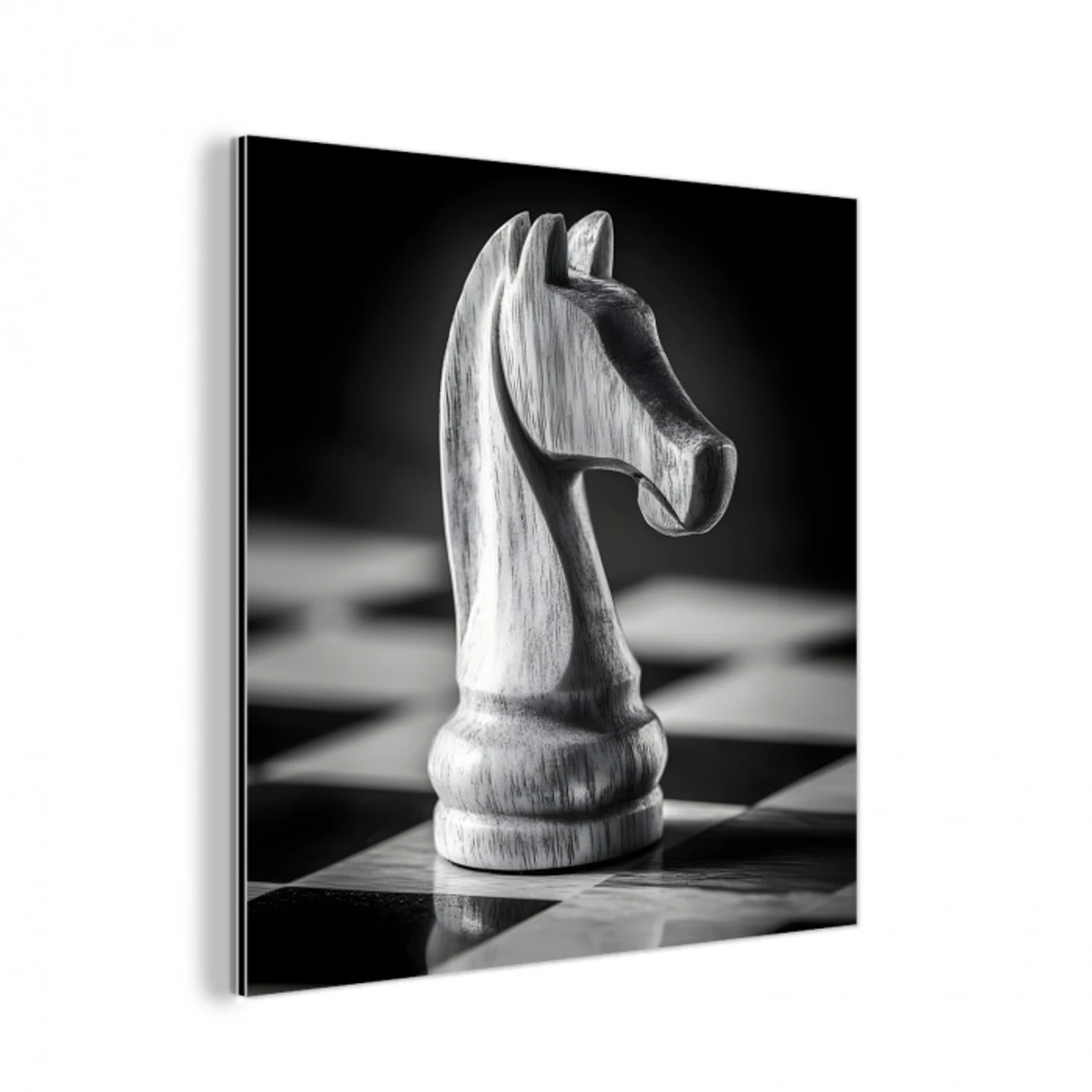 Paard - Hout - Schaalbord - Zwart aluminium wit klein -3d