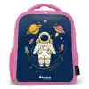 Astronaut - Planeet - Sterren - Raket Kinderrugzak - Roze middel -3d