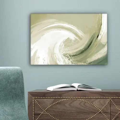 Abstract - Penseelstreken - Golven - Groen canvas 2cm klein -sfeer4