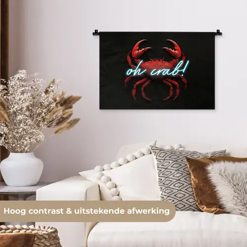 Krab - Rood - Neon - Quote Wandkleed katoen klein -sfeer1