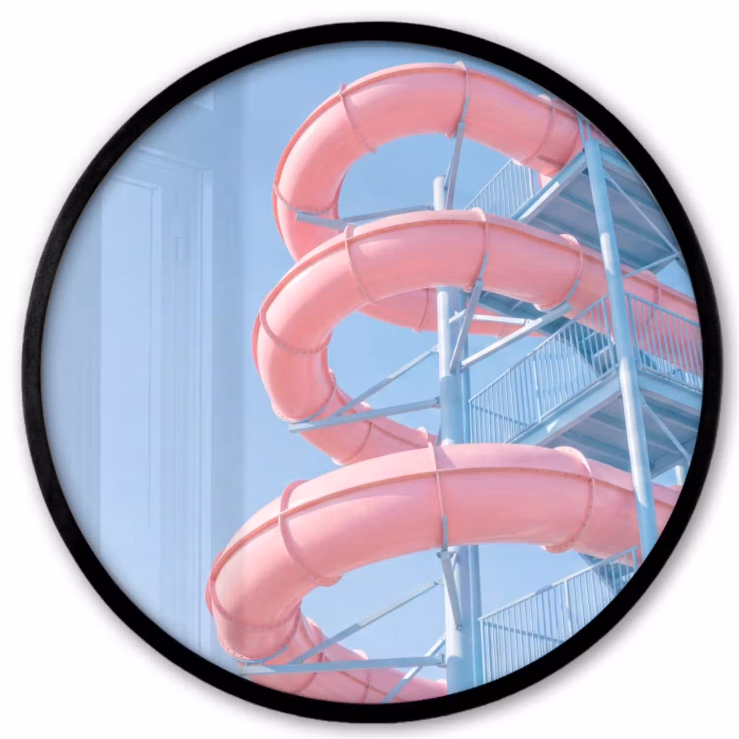 Glijbaan - Waterpark - Spiraal - Modern - Roze Fotolijst rond zonder passe partout klein -3d