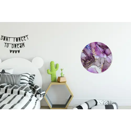 Marmer - Roze - Paars - Gold Wandcirkel aluminium klein -kinderkamer