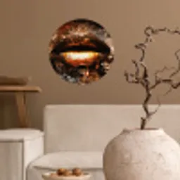Goud - Lippen - Kunst - Goud - Luxe - Abstract Wandcirkel behangsticker klein -sfeer1