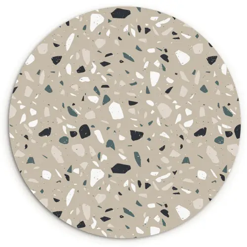 Terrazzo - Patroon - Groen Wandcirkel kunststof plaat 5mm dik klein 188 -3d